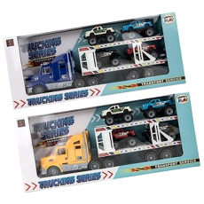 Transport Truck & Trailer Set with 4 Cars